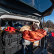 The dog did not sleep in the Renegade. Not sure there was room for him. Yes, there is a human in this picture. I think I’d get claustrophobic in this environment, but George didn’t mind it.